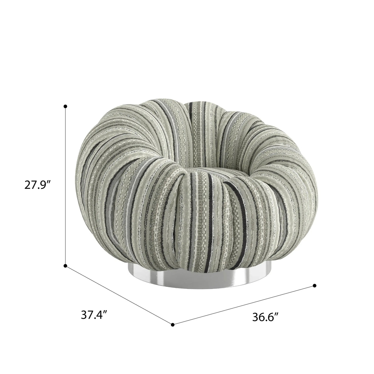 Lily Pumpkin Swivel Accent Chair Black Mixed Stripe