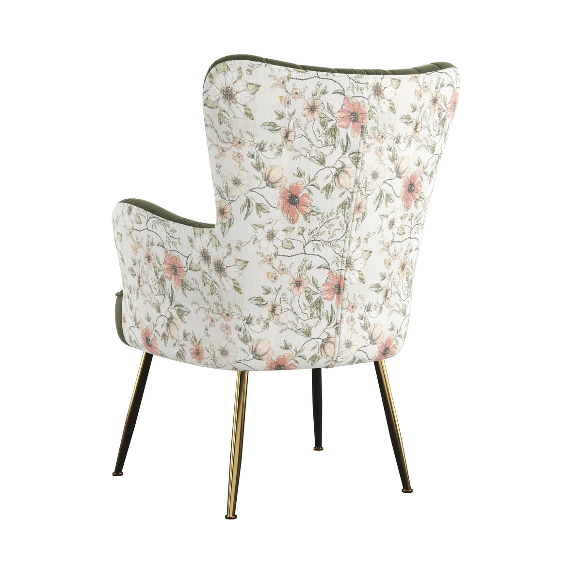 Amera Accent Chair Moss Green With Floral Print