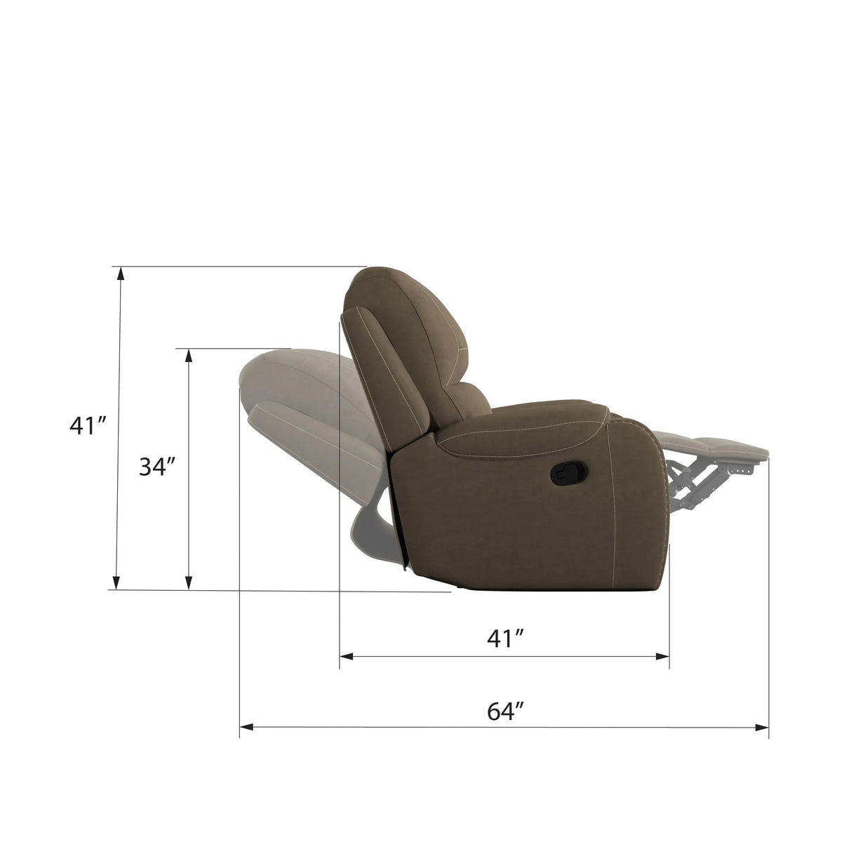 Adrian Swivel Gliding Recliner Walnut Brown