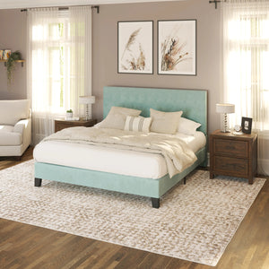 Amelia Upholstered Bed Light Blue