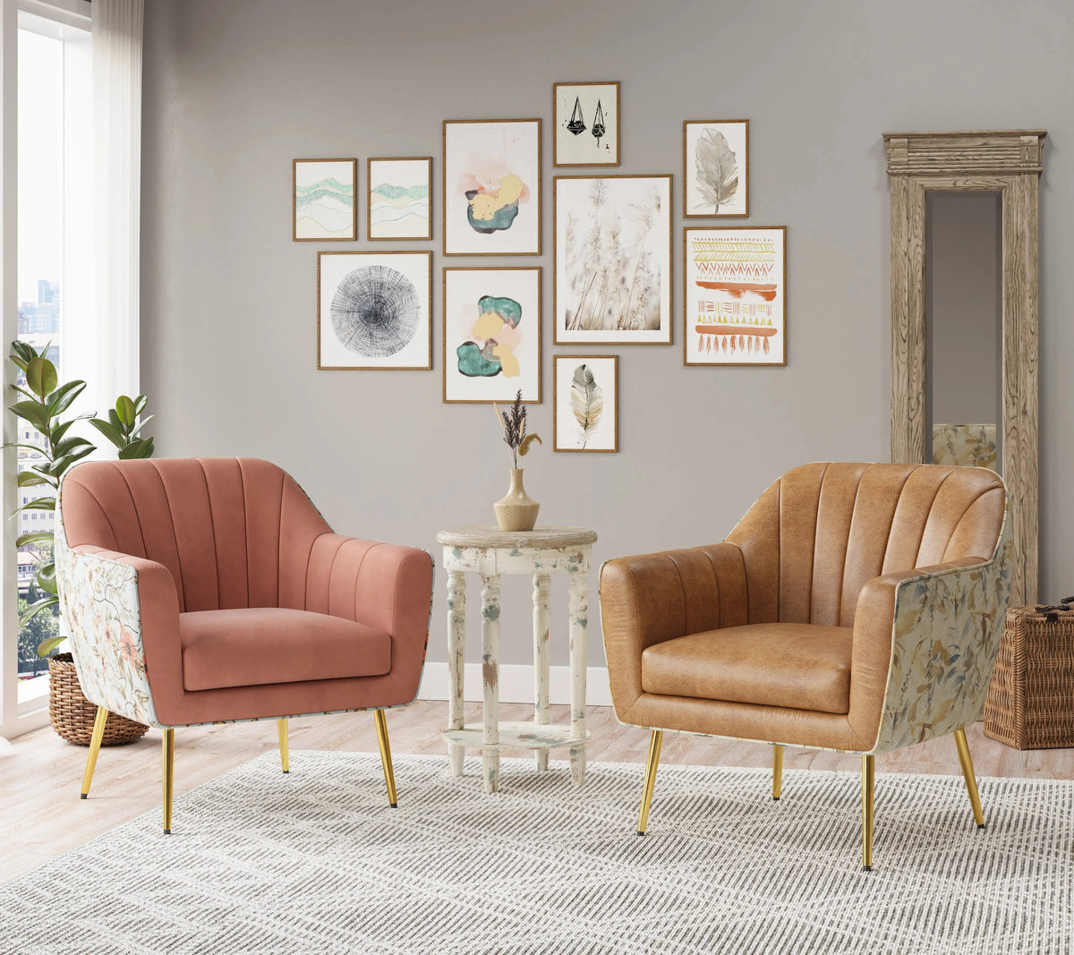 Ophelia Accent Chair Rose With Floral Print