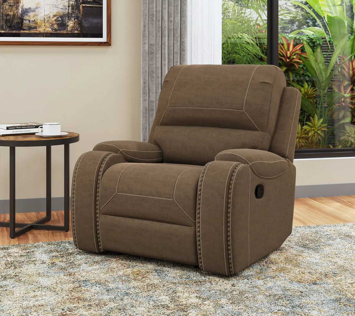 Adrian Swivel Gliding Recliner Walnut Brown