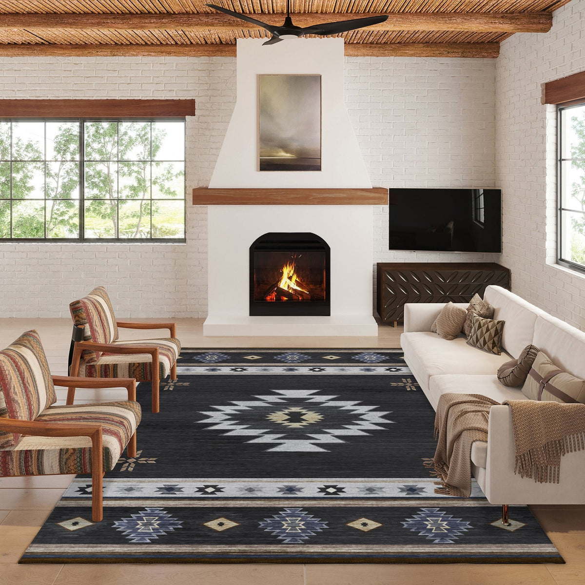 Phoenix PH4 Black Rug - Rug & Home