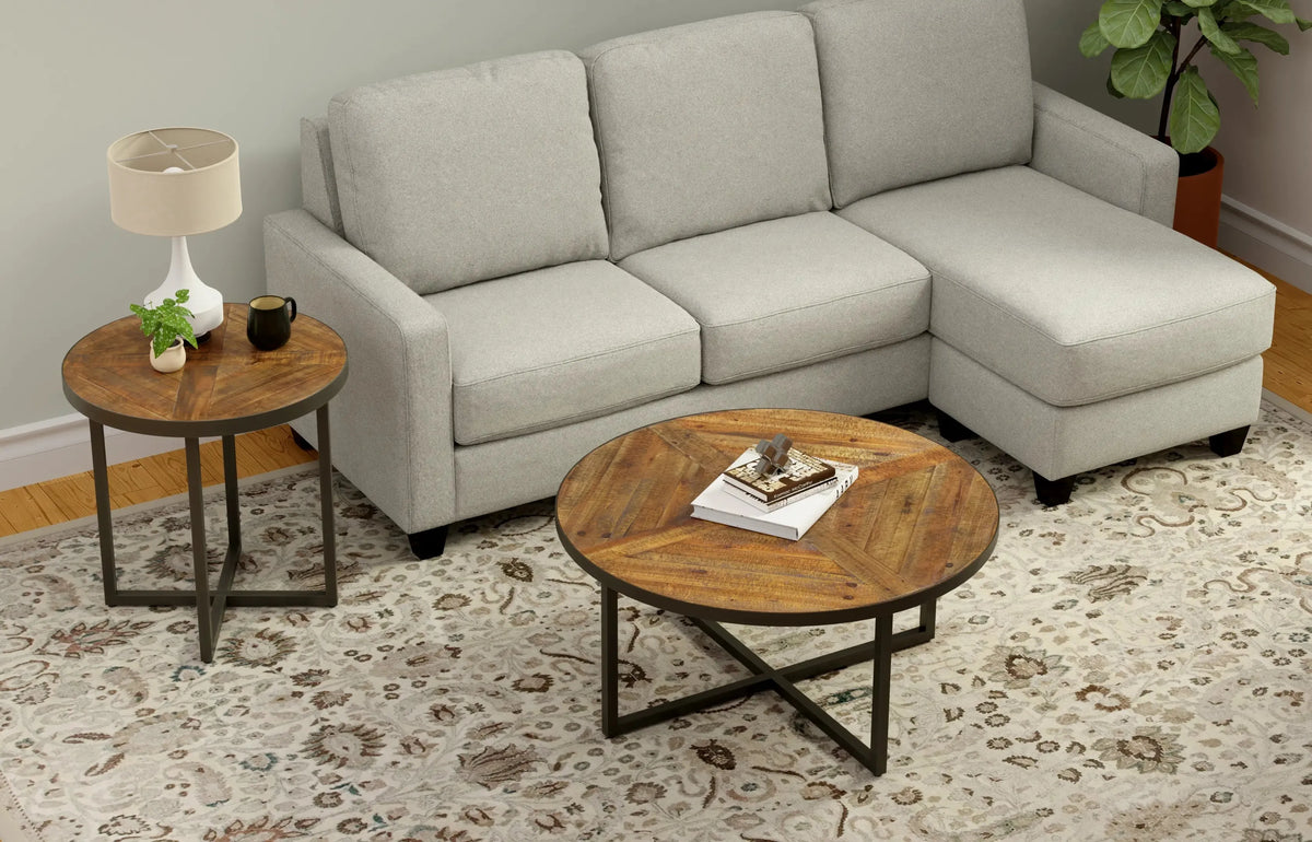 Denton Round Coffee Table Antique Pine