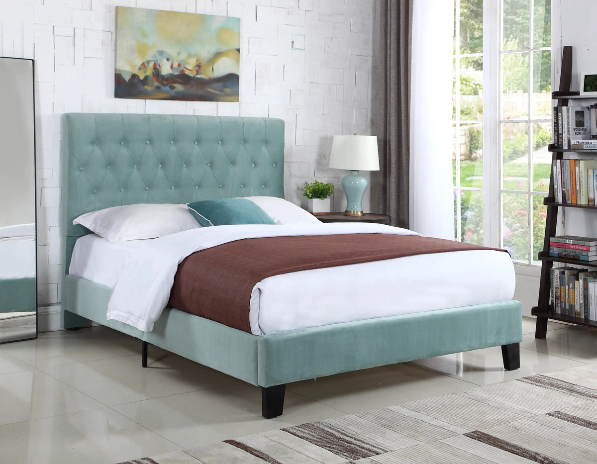Amelia Upholstered Bed Light Blue