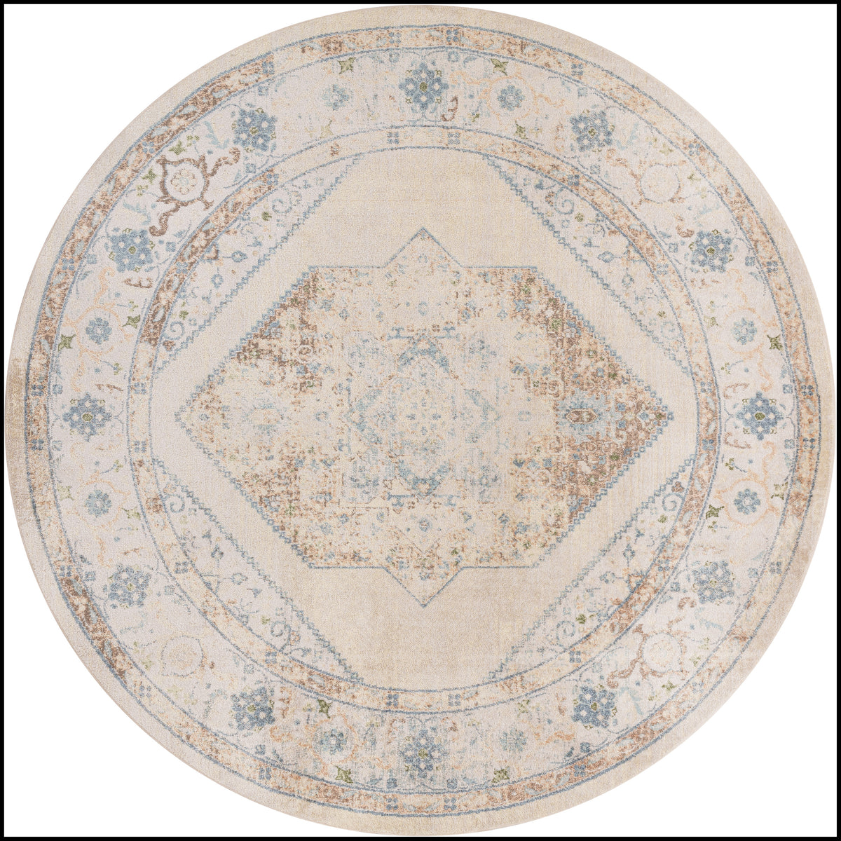 Astra Machine Washable ASW13 Ivory Blue Rug