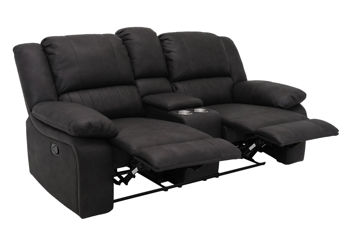 Navaro Reclining Console Loveseat Black Licorice