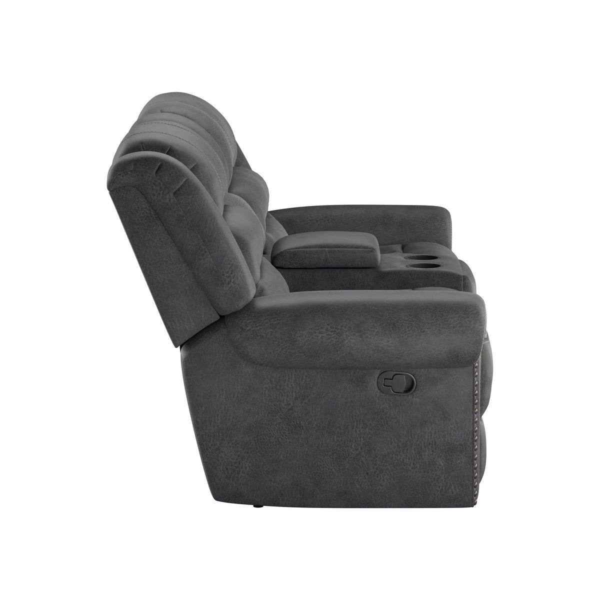 Baldwin Reclining Console Loveseat Slate Gray