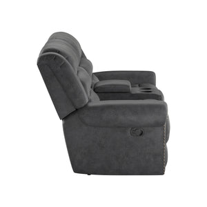 Baldwin Reclining Console Loveseat Slate Gray