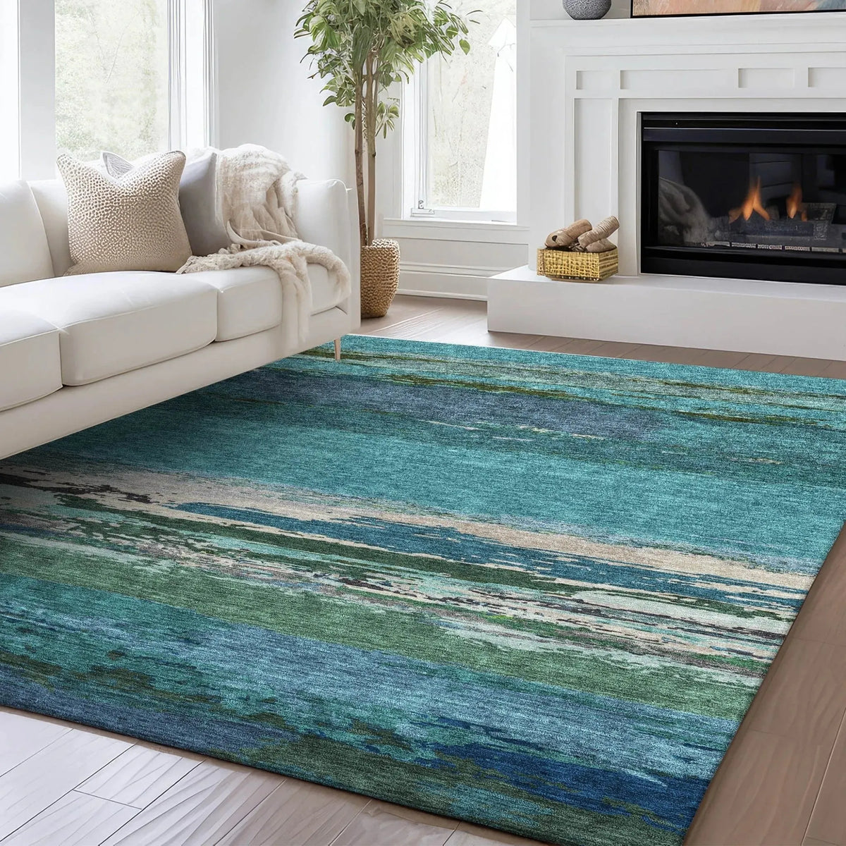 Trevi TV8 Teal Rug - Rug & Home