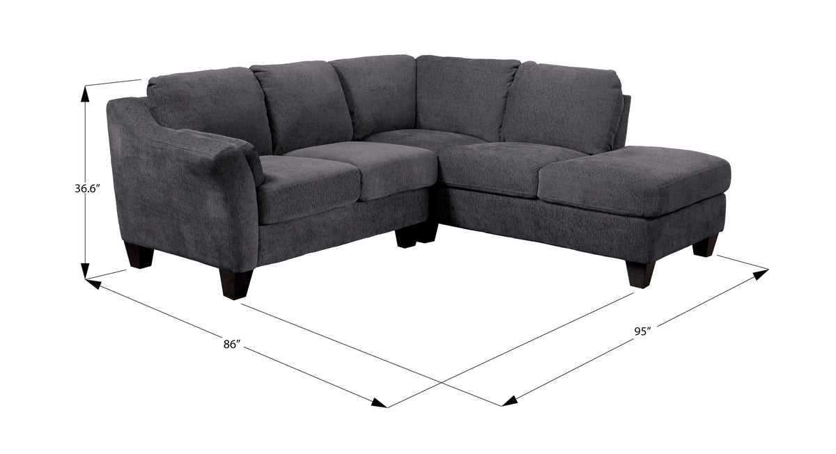 Clayton Ii Rsf Sectional Charcoal Gray
