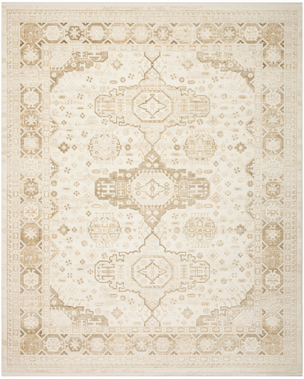 Beige Rug With Rectangular Pattern Pardis PRD05 Ivory Beige Rug- Rectangle 4' x 6' | Area Rugs - Rug & Home