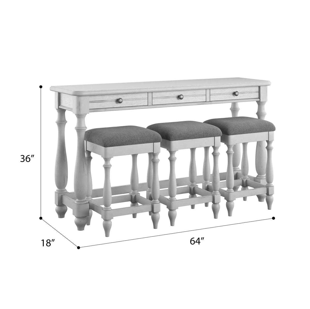 New Haven Sofa Table With Three Stools Oyster Shell