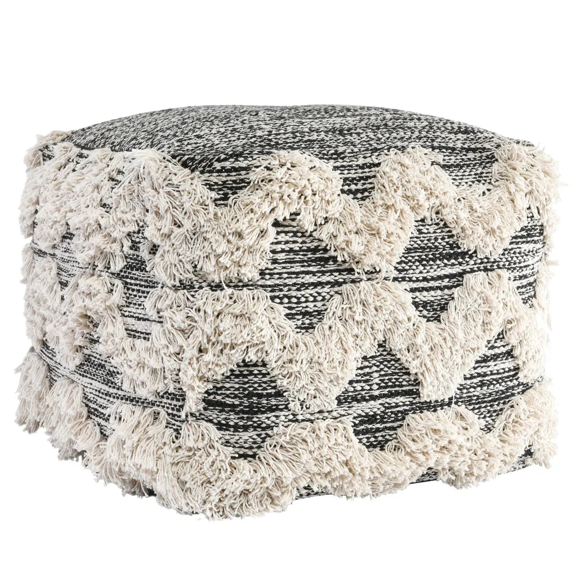 Maeve Black/Ivory Pouf