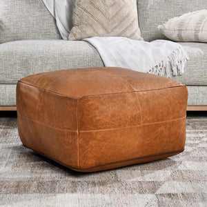 Leather Dumont Chestnut Pouf