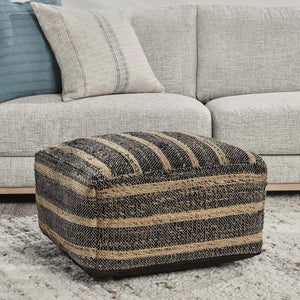 Zane Black/Natural Pouf