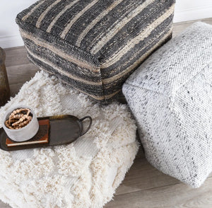 Zane Black/Natural Pouf