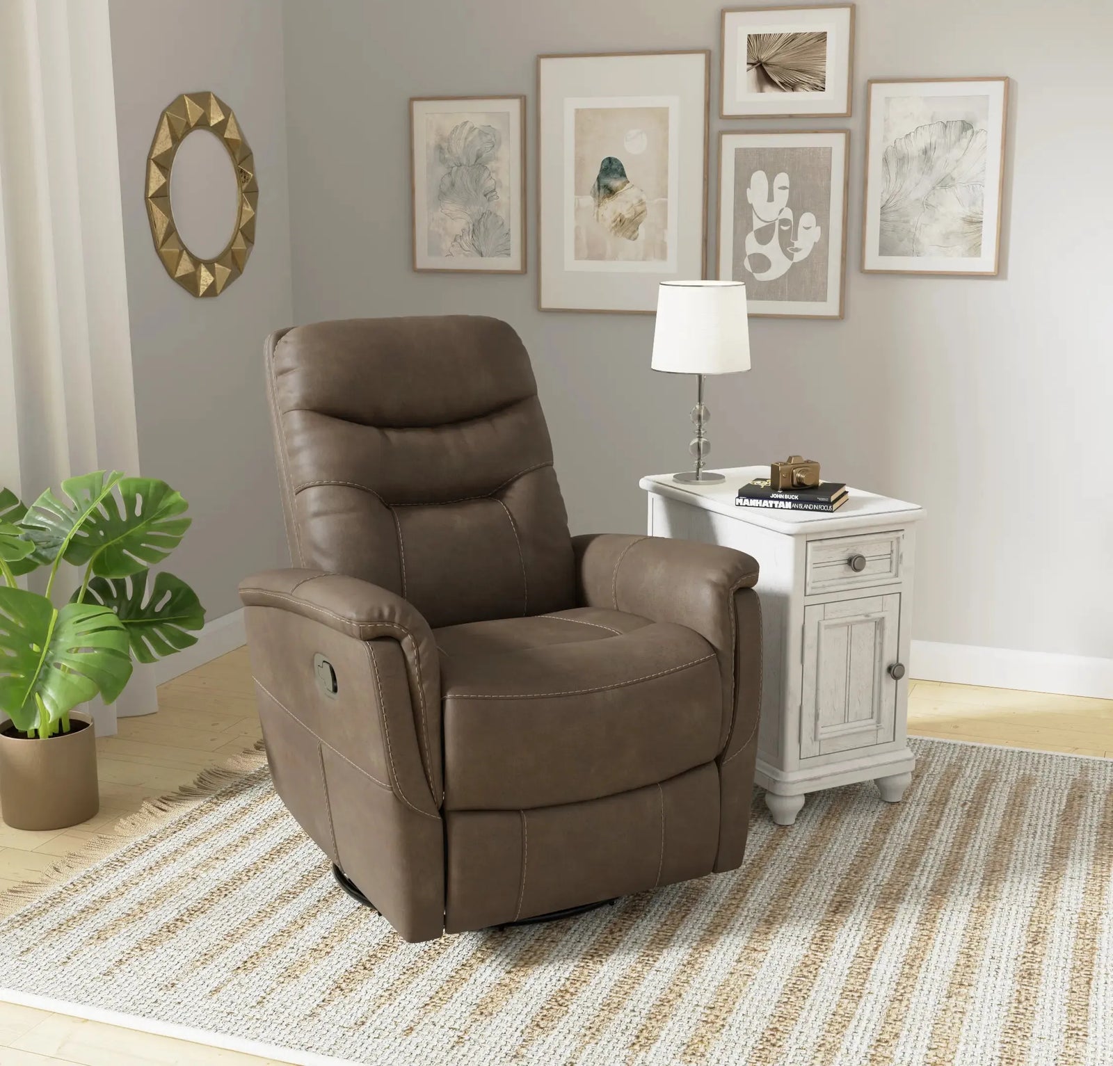 Danyon Swivel Gliding Recliner Tawny Brown