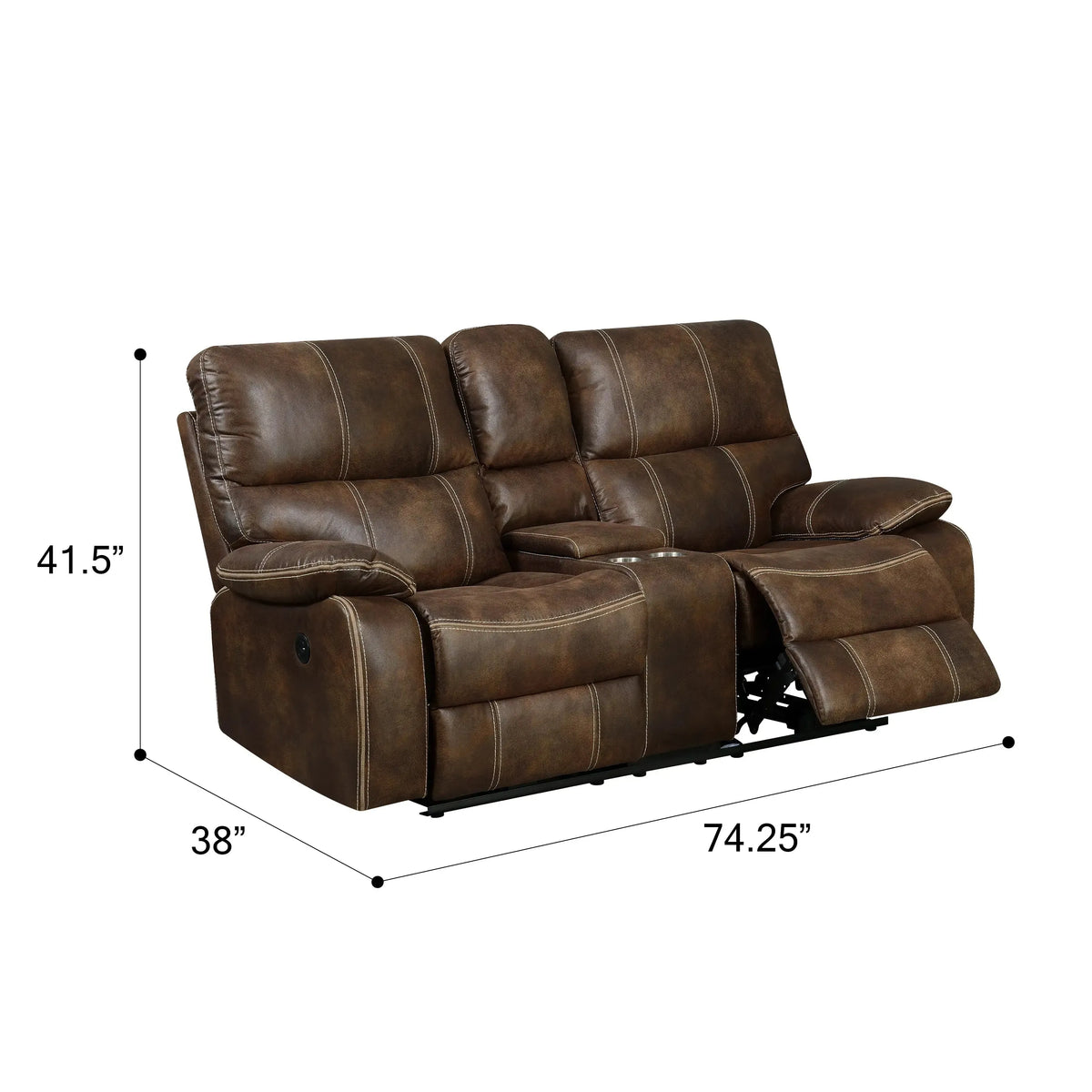 Jessie James Power Reclining Loveseat Chocolate Brown