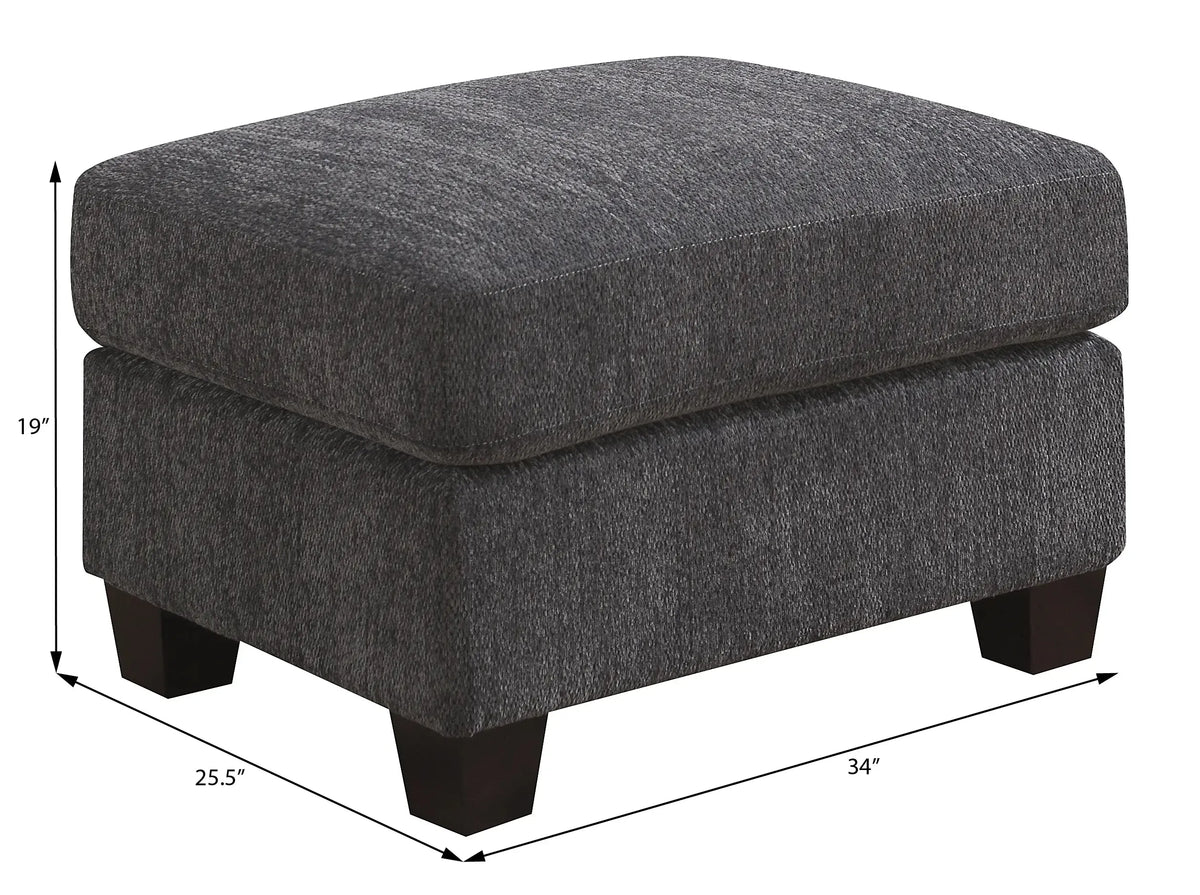 Clayton Ii Ottoman Charcoal Gray