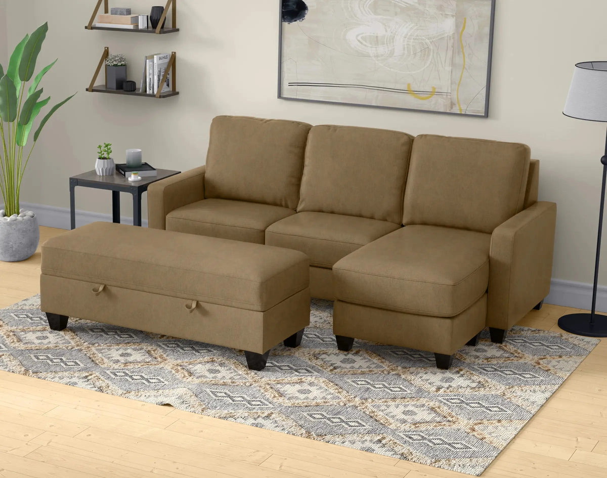Dawson Reconfigurable Chaise Sectional Mocha