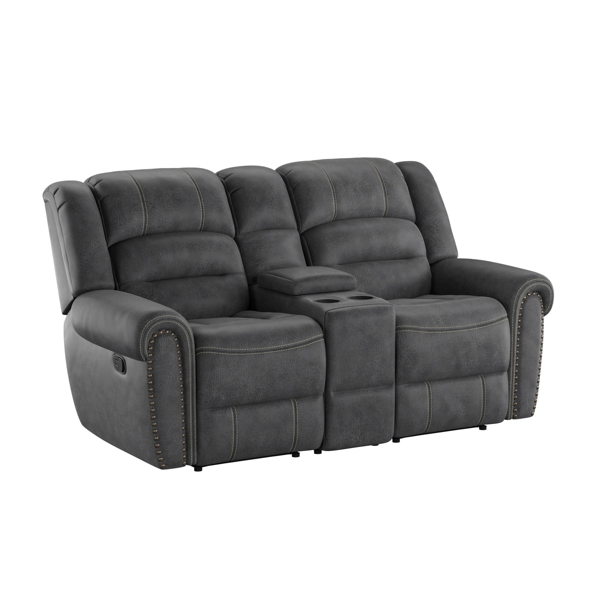 Baldwin Reclining Console Loveseat Slate Gray