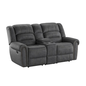 Baldwin Reclining Console Loveseat Slate Gray