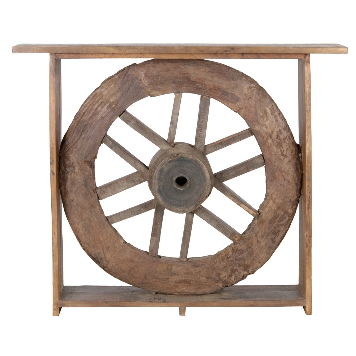 53" Reclaimed Wood Wheel Console Table - Rug & Home