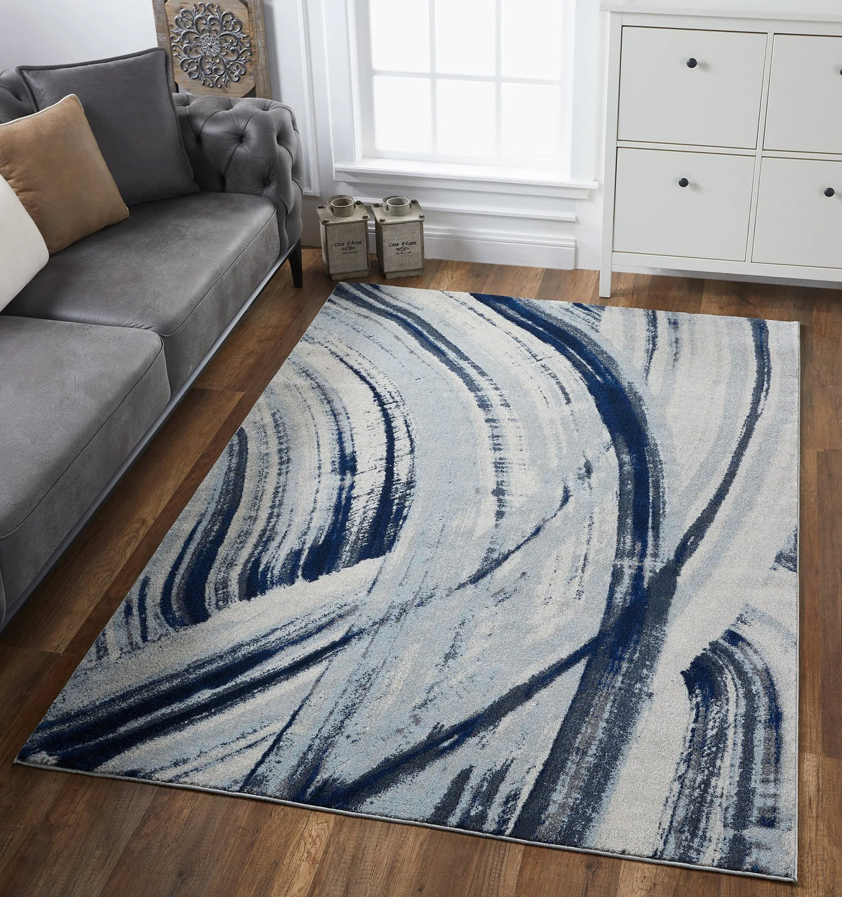 Illusions 6219 Elements Ivory Blue KAS Area Rug_2