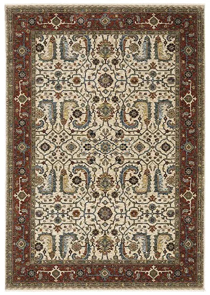 Aberdeen 144D Cream/Red Rug - Rug & Home