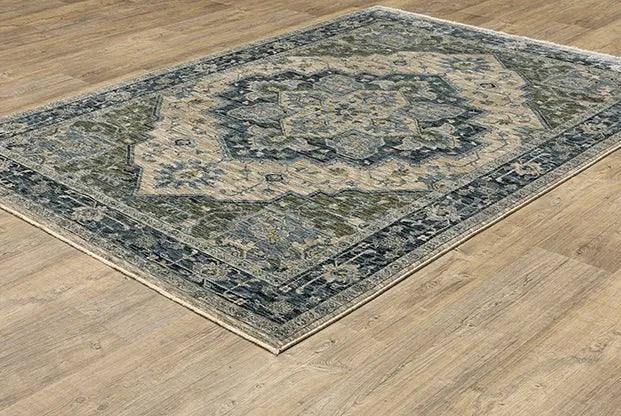 Aberdeen 51G Grey/Blue Rug - Rug & Home