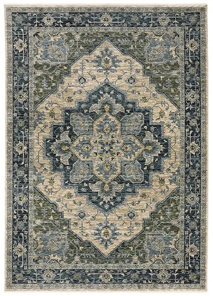 Aberdeen 51G Grey/Blue Rug - Rug & Home