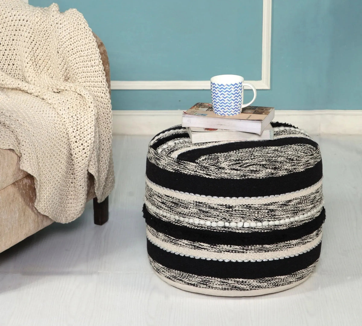 Accented Noir LR99718 Pouf