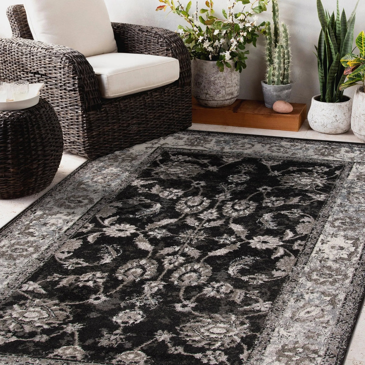 Alexandria ALX-44 Black/Ivory Rug - Rug & Home