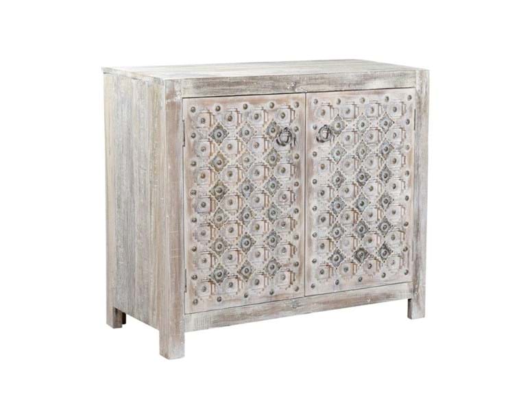Alta 2Dr Diamond Carving Sideboard Bleached White - Rug & Home