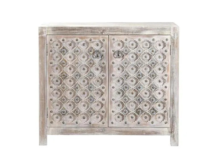 Alta 2Dr Diamond Carving Sideboard Bleached White - Rug & Home