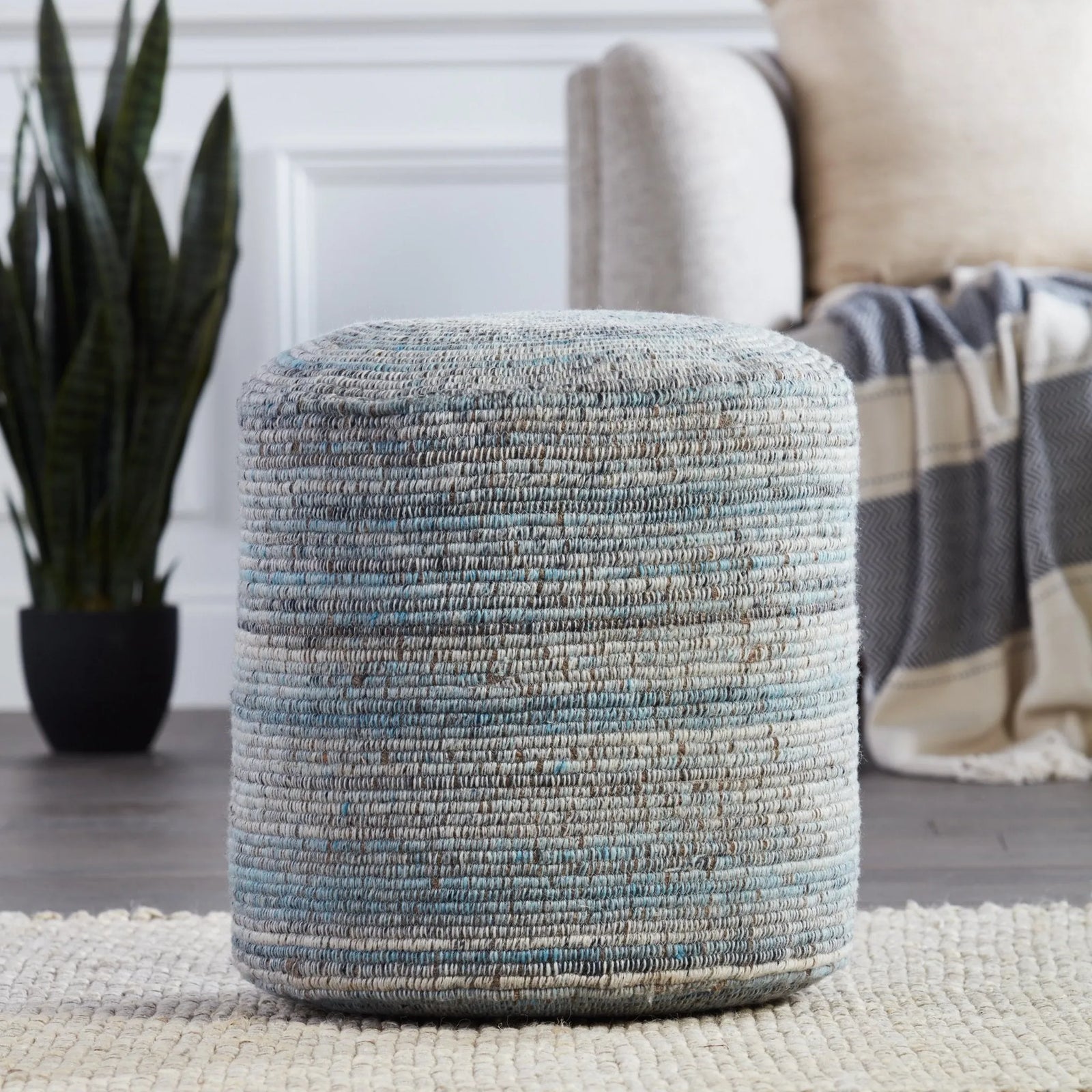 Amarillo Amr01 Duro Light Blue/Gray Pouf - Rug & Home