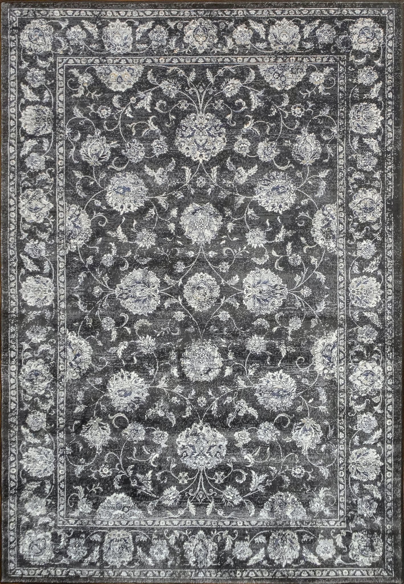Ancient Garden 57126 3636 Charcoal/Silver Rug - Rug & Home