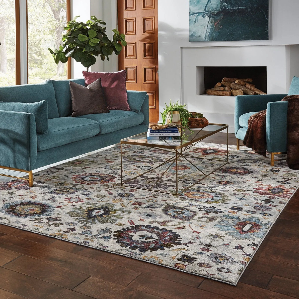 Andorra 7129A Stone/ Multi Rug - Rug & Home