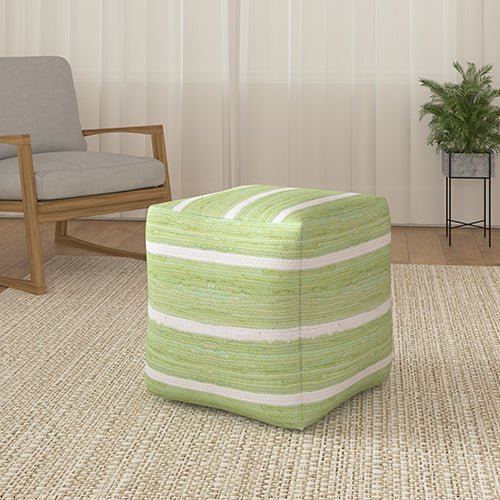 Andros 34122GHT Green/White Pouf - Rug & Home