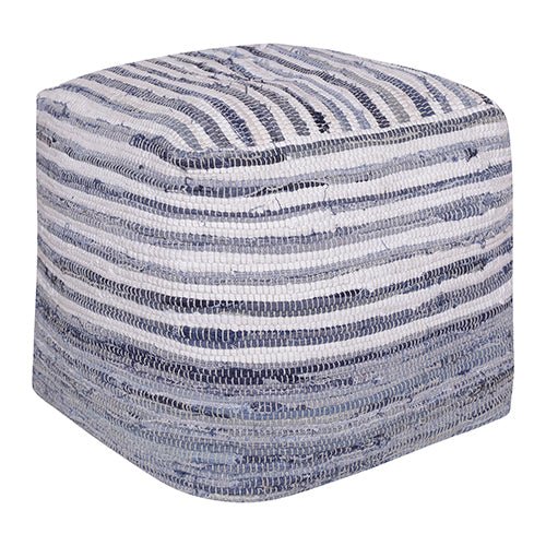 Andros 34123WHT White/Blue Pouf - Rug & Home