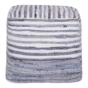 Andros 34123WHT White/Blue Pouf - Rug & Home