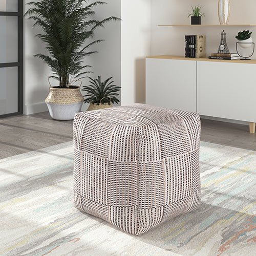 Andros 34124CRB Cream/Black Pouf - Rug & Home
