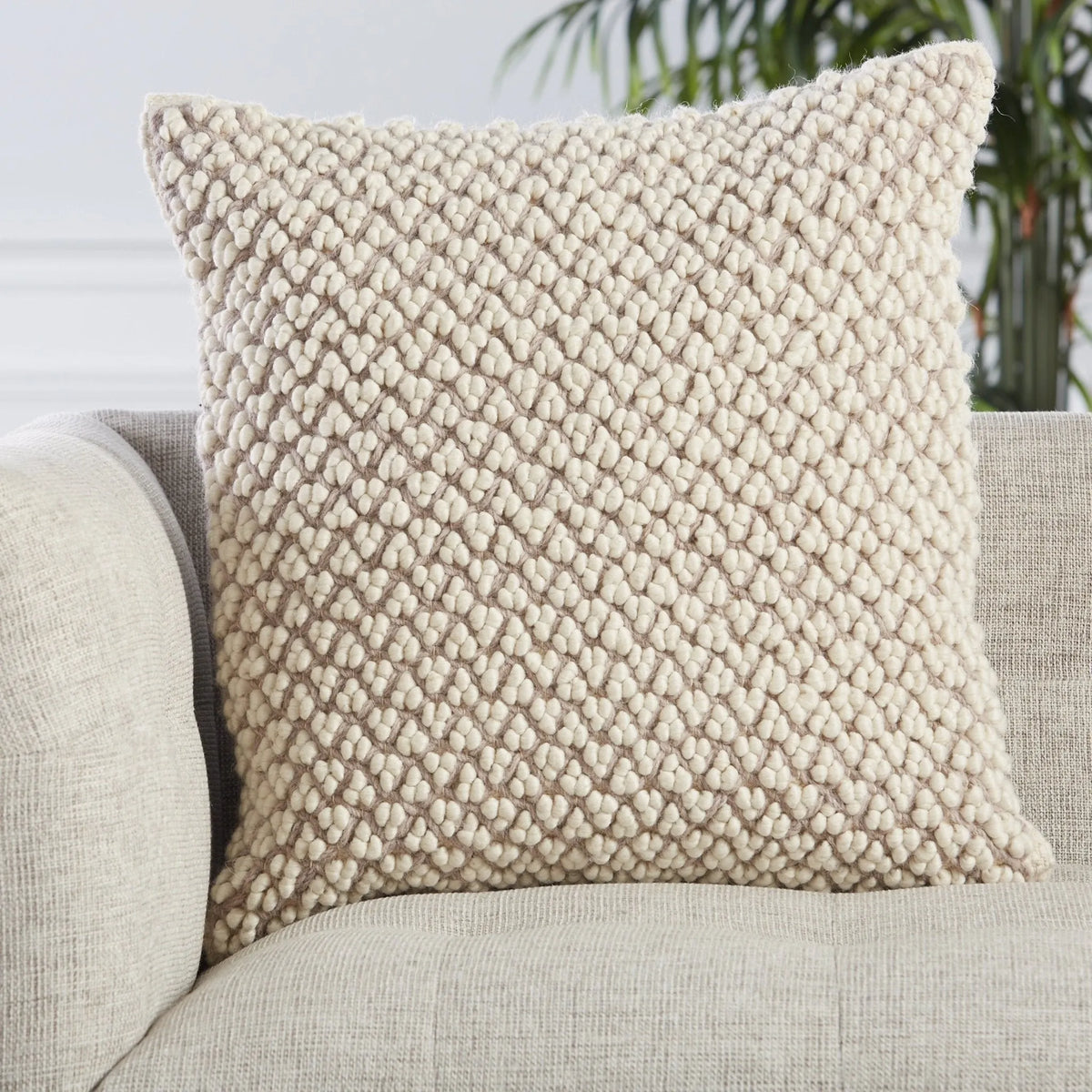 Angora Ago03 Madur Light Taupe/Ivory Pillow - Rug & Home