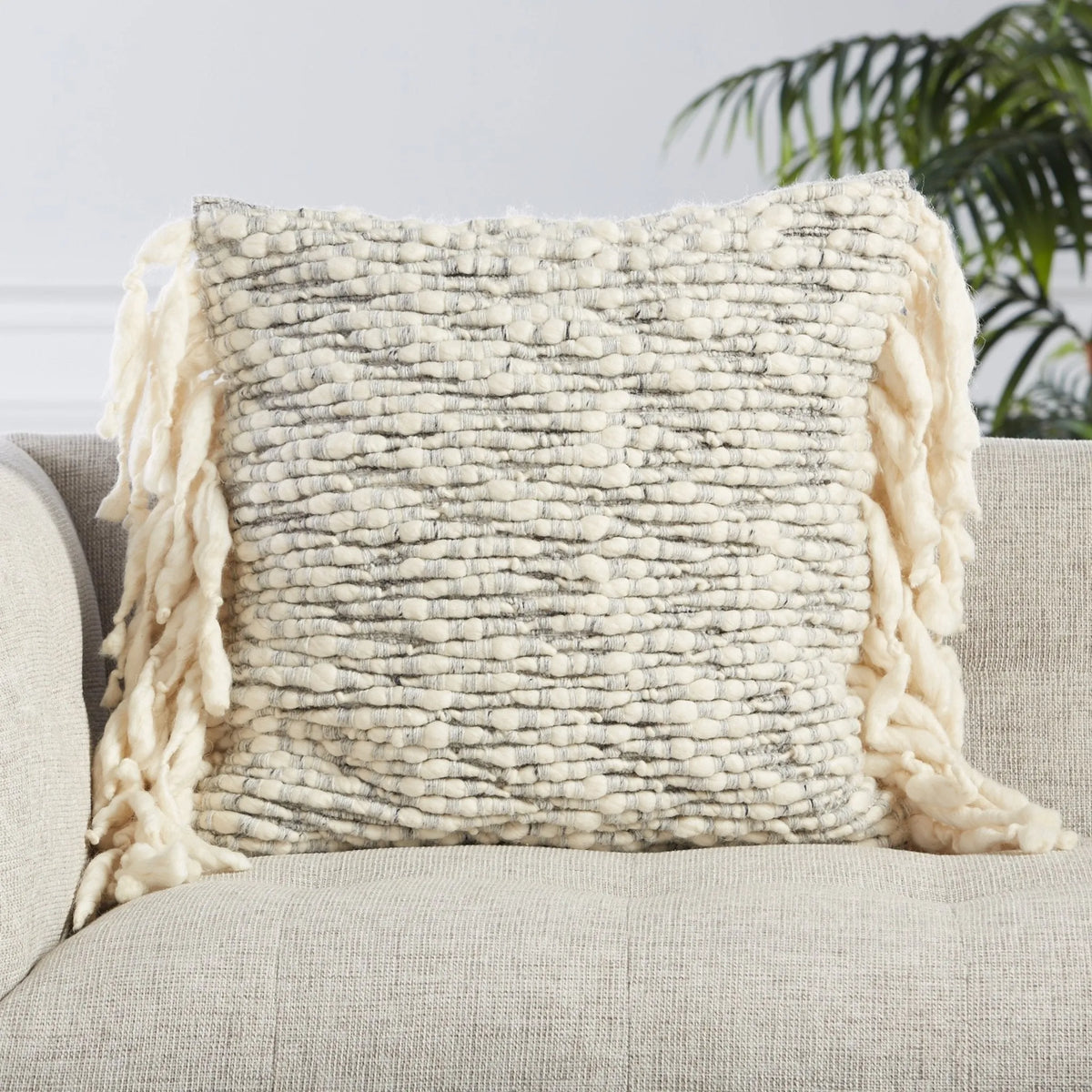 Angora Ago04 Mahya Ivory/Light Gray Pillow - Rug & Home