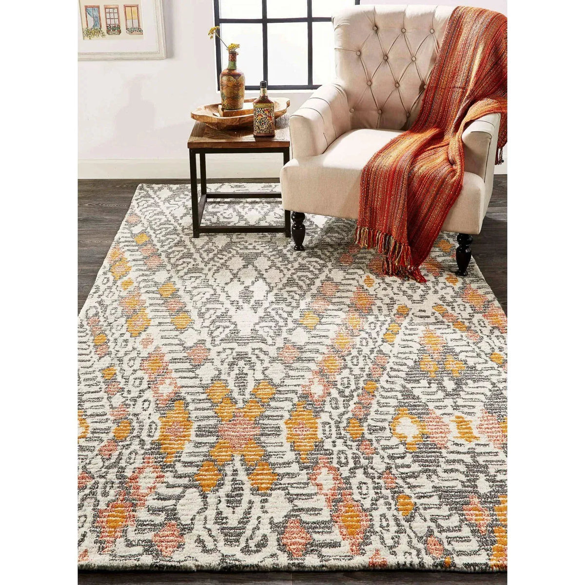Arazad 8476F Gray/Orange Rug