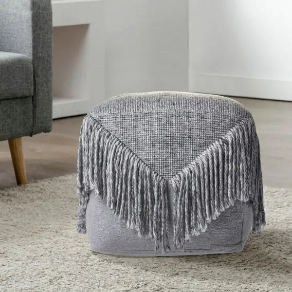 Astrid 99760GRY Grey Pouf - Rug & Home