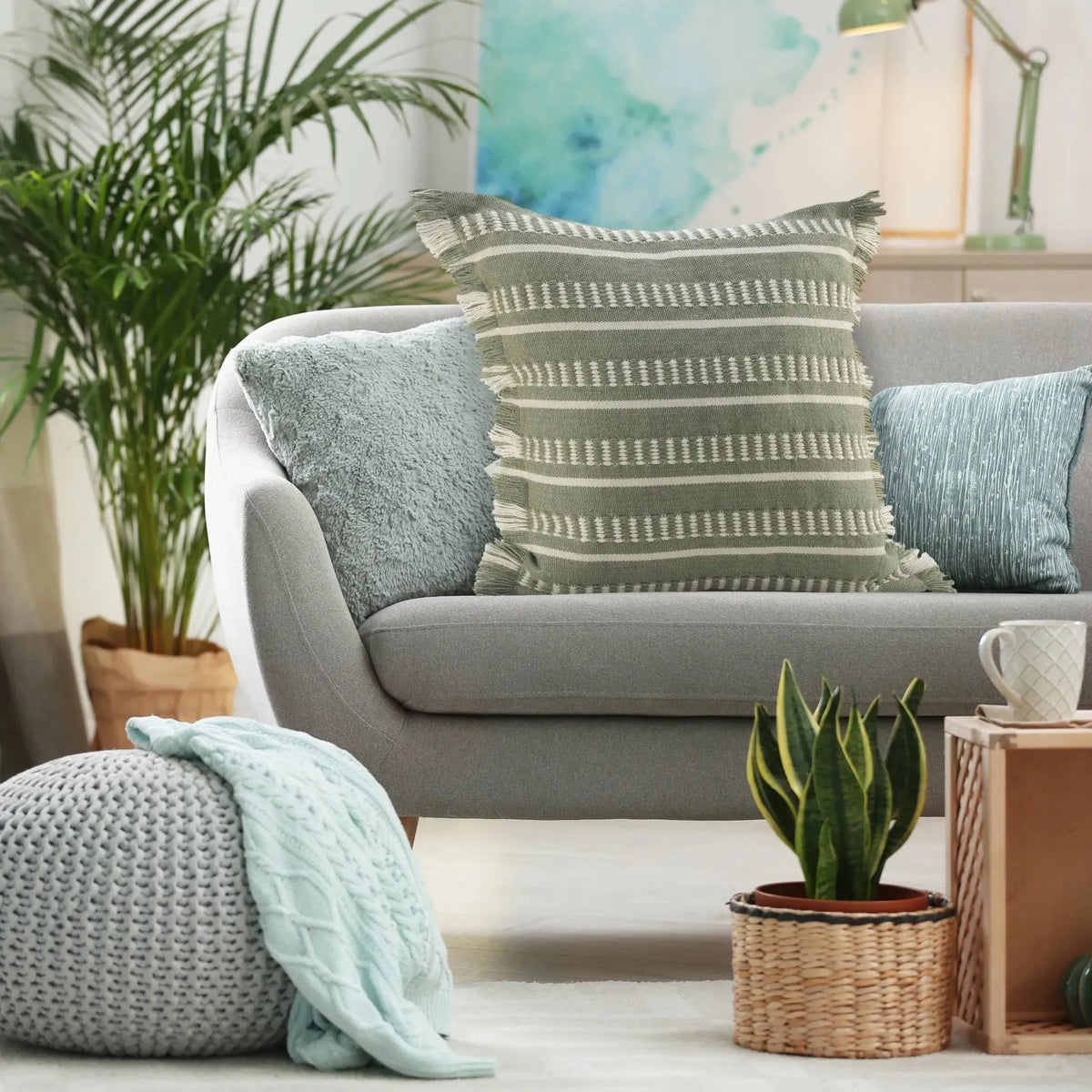 Atlantis Lr07589 Green/White Pillow