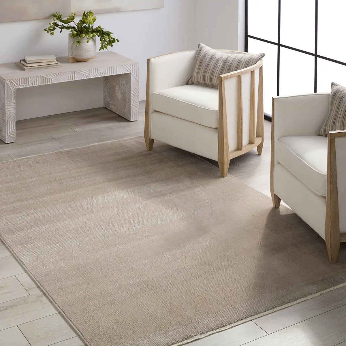 Aura AUR01 Light Tan/Grey Rug - Rug & Home