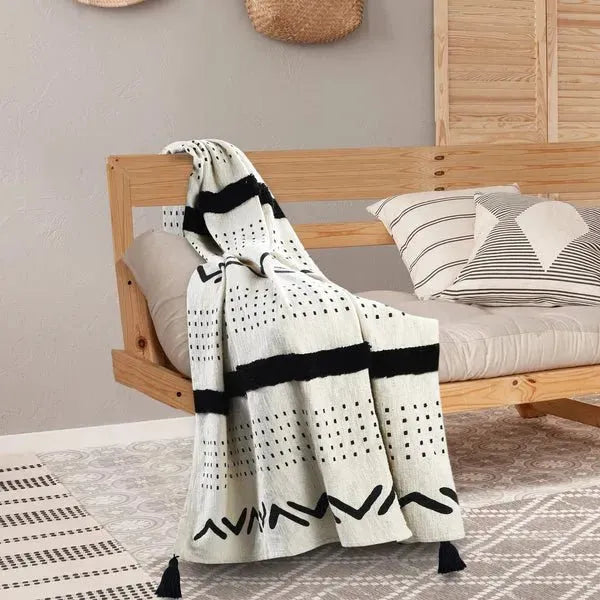 Avant-garde 80198BKN Black/Natural Throw Blanket